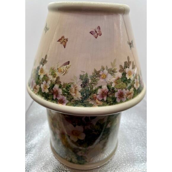 Carson Porcelain Butterflies & Flowers Candle Holder Art By Lena Liu - Picture 3 of 11